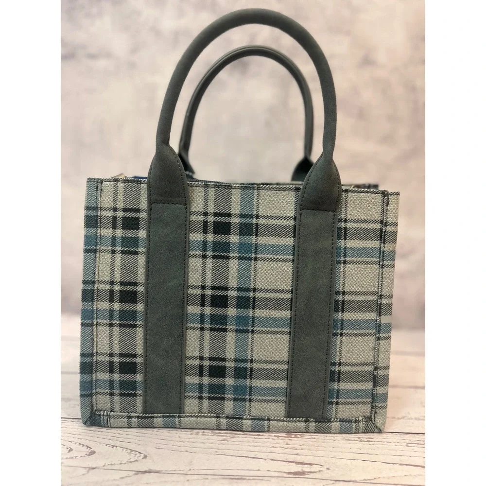 Wrangler Montana West Plaid Tote‎ Bag Chambray Light Denim